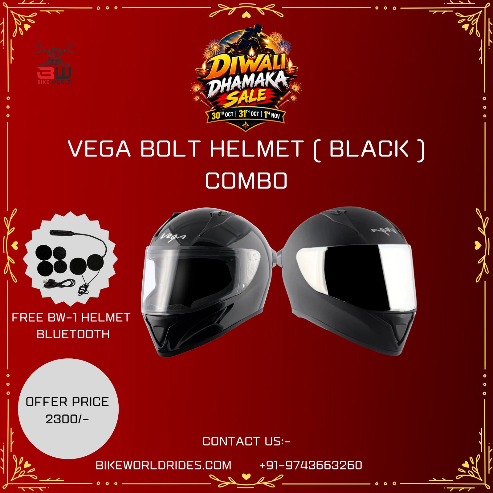 VEGA BOLT OFFER HELMET ( BLACK )