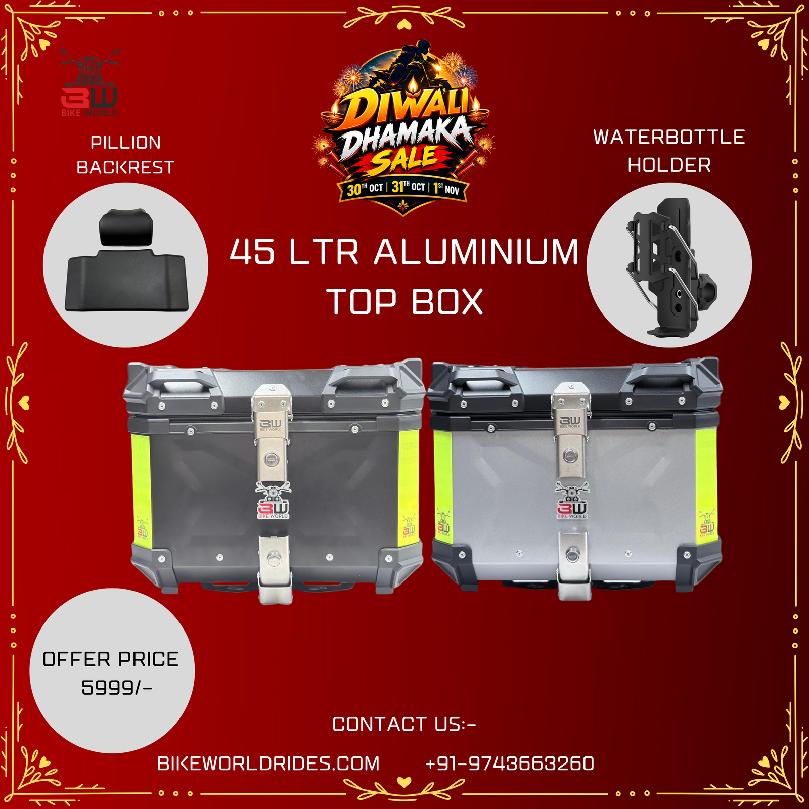 45 LTR ALUMINIUM TOP BOX ( diwali dhamaka offer )