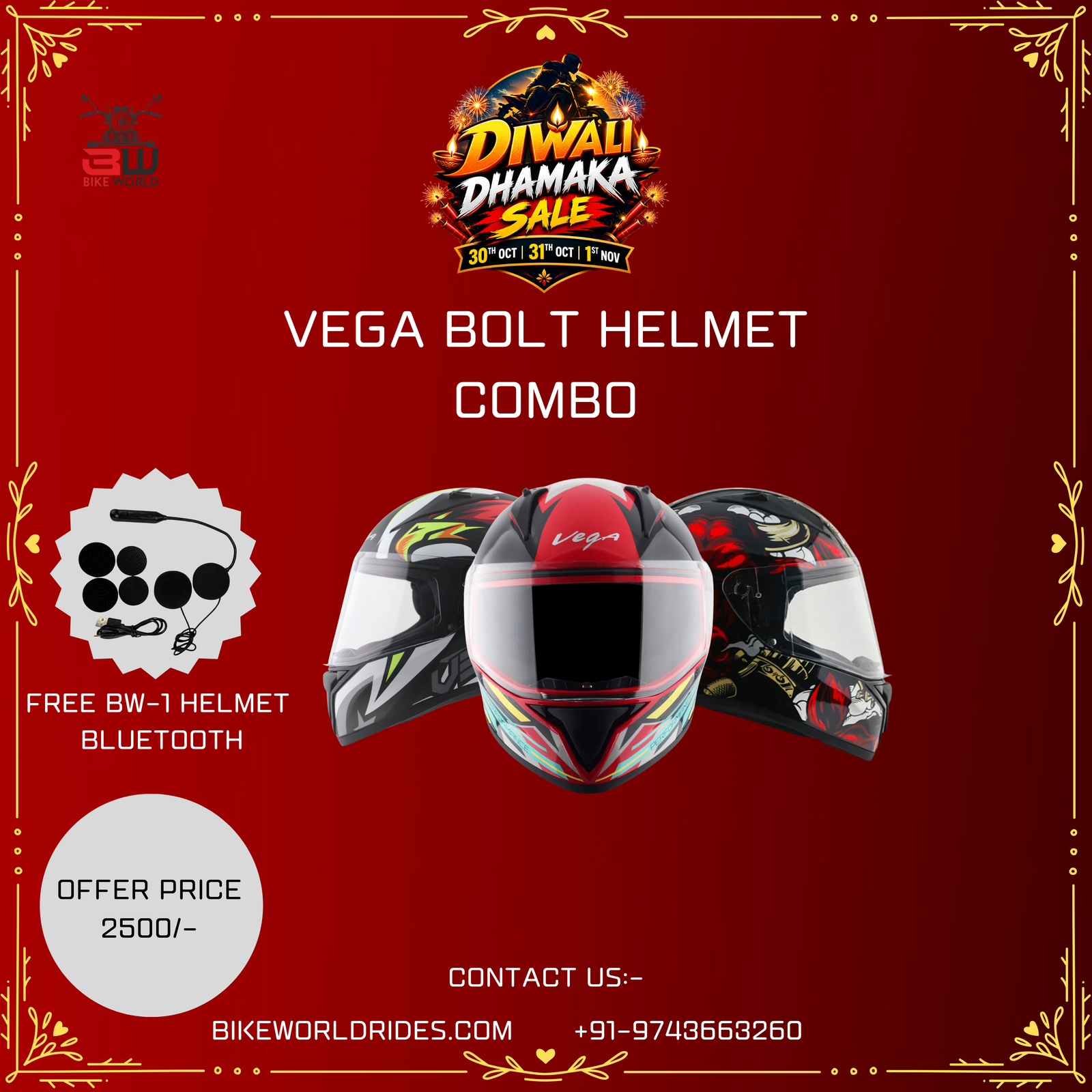 VEGA BOLT HELMET COMBO ( GRAPHICS )